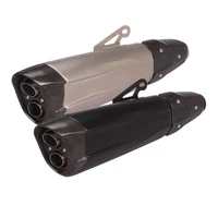 motorcycle muffler pipe 38 51mm universal double holes exhaust vent tip silencer baffler system 550mm630mm length esape slip on