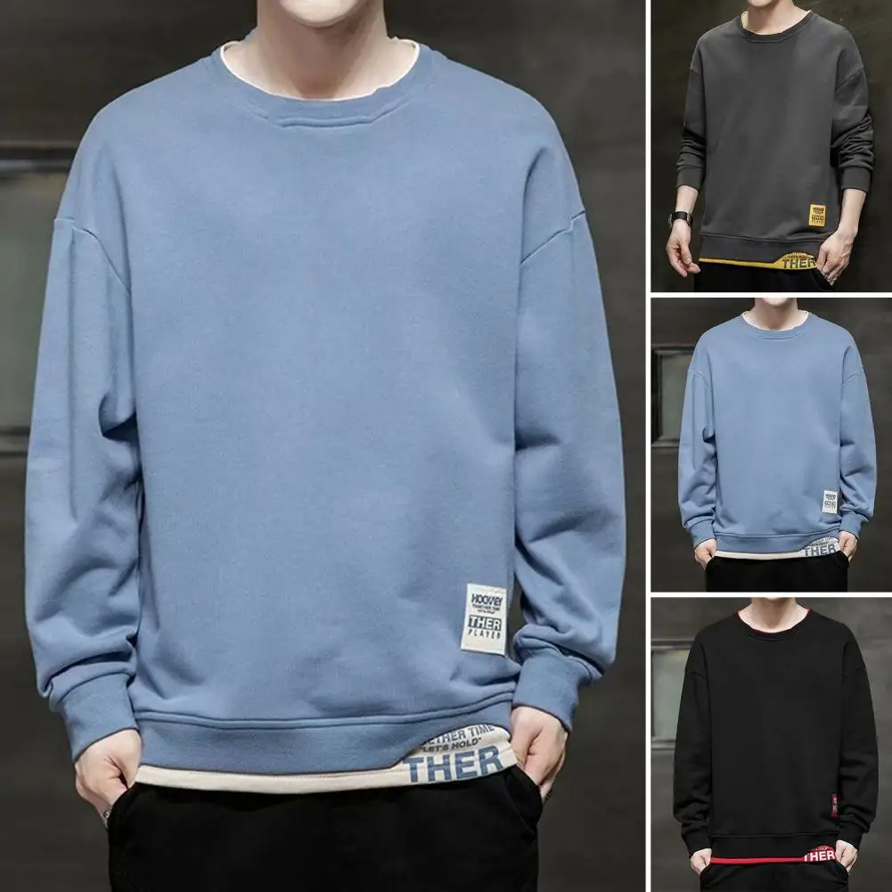 

Simple Round Neck Soft Breathable Men Sweatshirt Young Style Long Sleeve Pullover Autumn Sweatshirt Fashion Loose Fall Tops