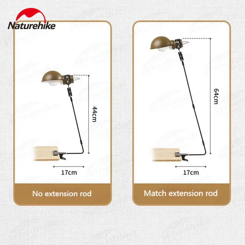 Naturehike Портативные лампы для кемпинга 0 6 кг Настольные с зажимом 360 ° Вращающийся