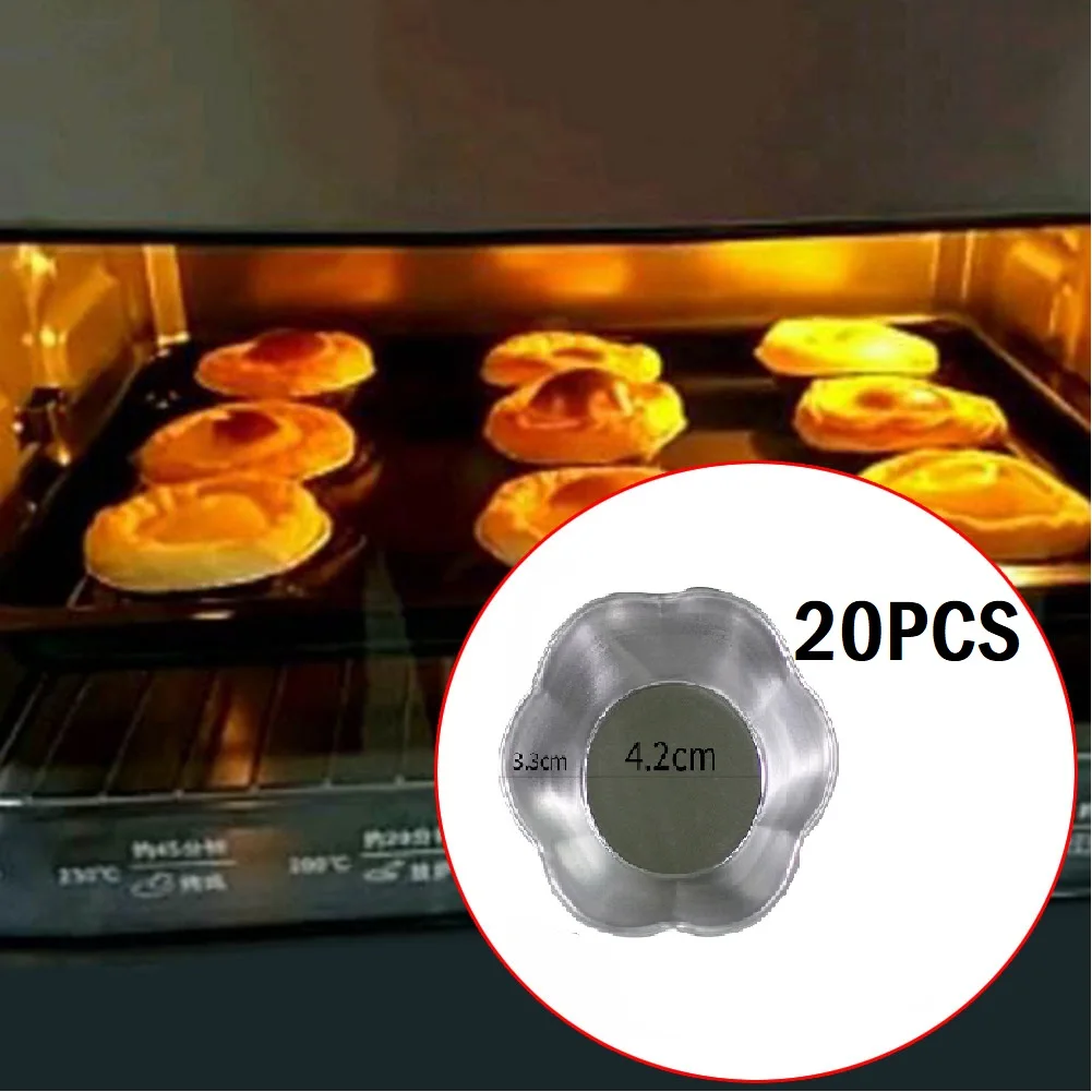 

20pcs Non-stick Tart Quiche Flan Pan Mold Pie Pizza Cake Mold Cupcake Egg Tart Tartlet Baking Mold Muffin Cup Pizza Pan Bakeware