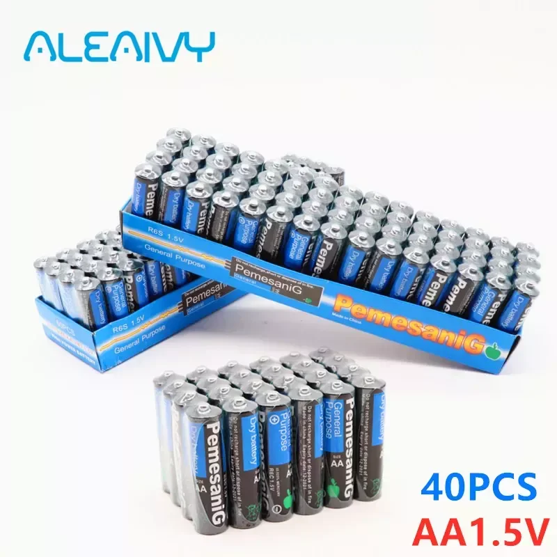 

40 шт., одноразовые щелочные сухие батарейки AA 1,5 в