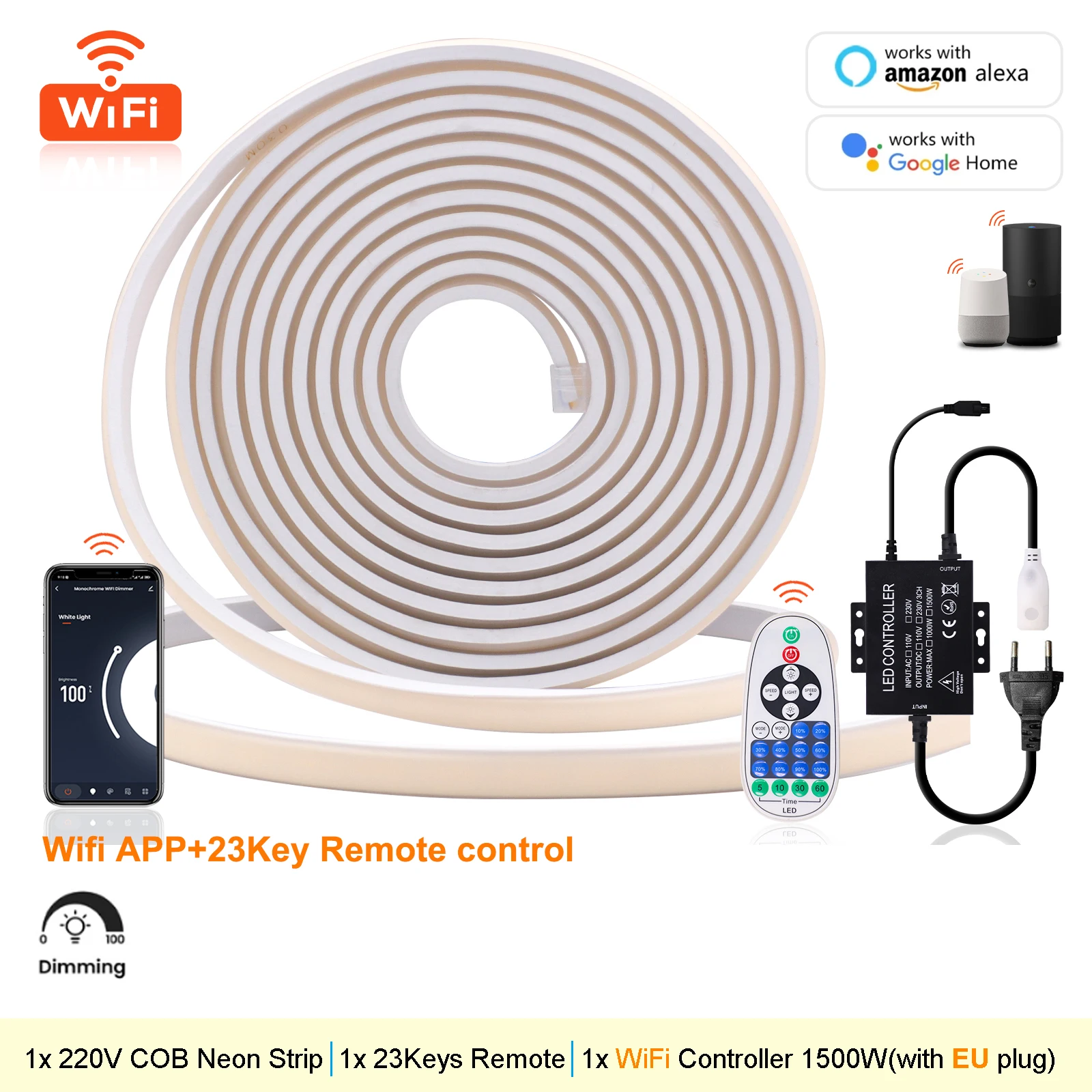 

HEGEHE Светодиодная лента COB 220В теплый/натуральный/белый свет