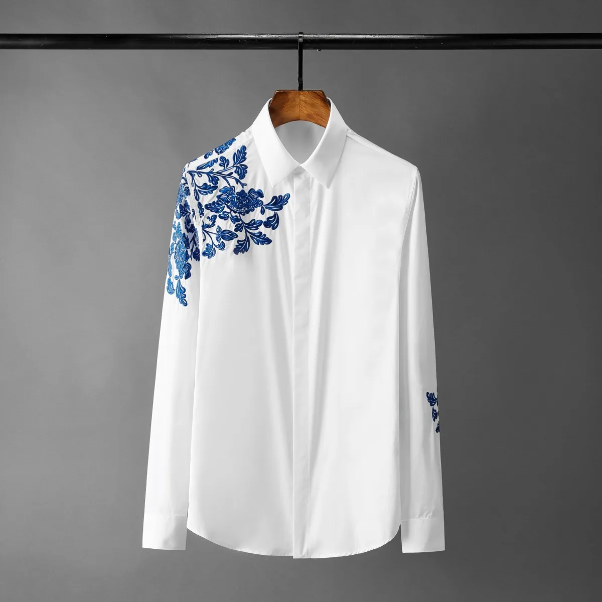 

2022 Flower Embroidered Mens Shirts Luxury Long Sleeve Casual Party Mens Dress Shirts Camisa Masculina Slim Fit Man Shrits 4xl