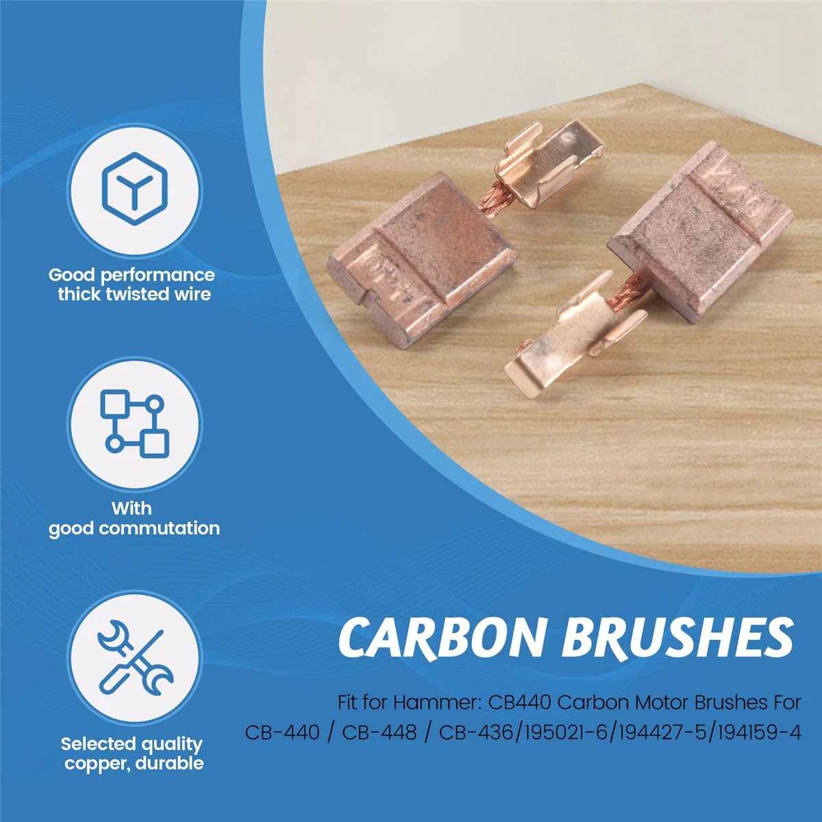 Запасные угольные щетки двигателя CB440 для Makita CB-440/CB-436/ 195021 -6/ 194427 -5/ 194159 -4 BTS130RFE DCPB16