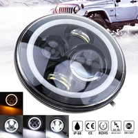 7 inch 45w led headlights with halo ring turn signal whiteamber headlamp fit for wrangler hummer h1 h2 off road vehicles
