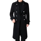 Мужское шерстяное пальто для осени и зимы, длинное, деловое, Двухрядное, на пуговицах, теплая удлиненная ветровка, высококачественное Мужское пальто