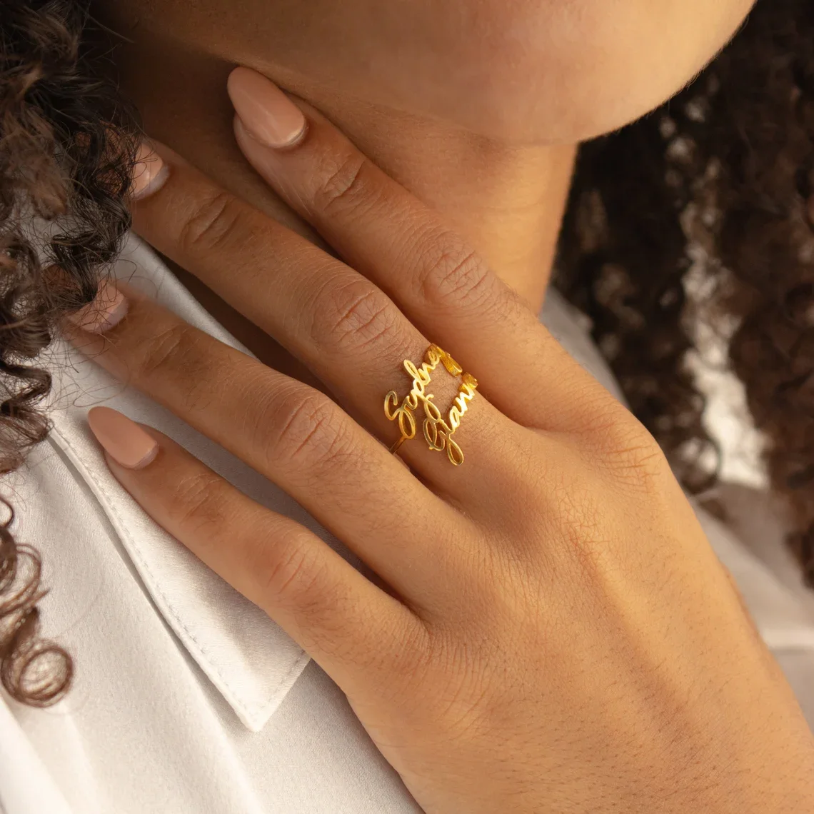 

Кольцо с двойным именем на заказ, кольцо для ручного письма с именем, ювелирные изделия, кольцо для матери и дочери с тройным именем, персона...