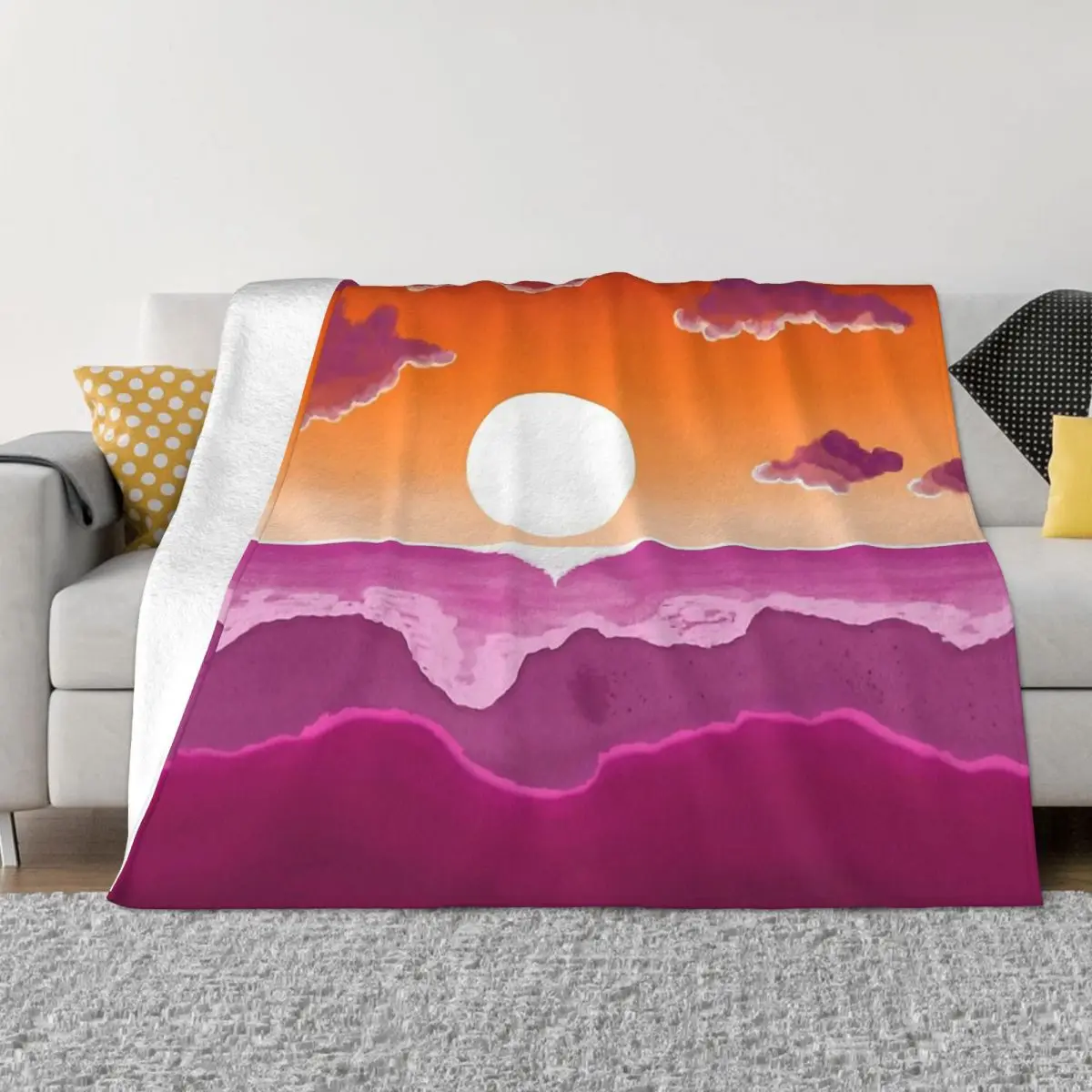 

LGBT Sexual Minority Special Love Blanket Flannel Subtle Stealth Lesbian Sunset Flag Subtle Flag Design Cozy FLeece Bedspread