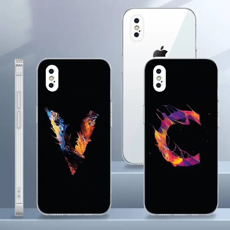 

Colorful design letters Phone Case Transparent For iPhone 13 12 Mini 11 Pro X XR XS Max 7 8 6 6s Plus SE