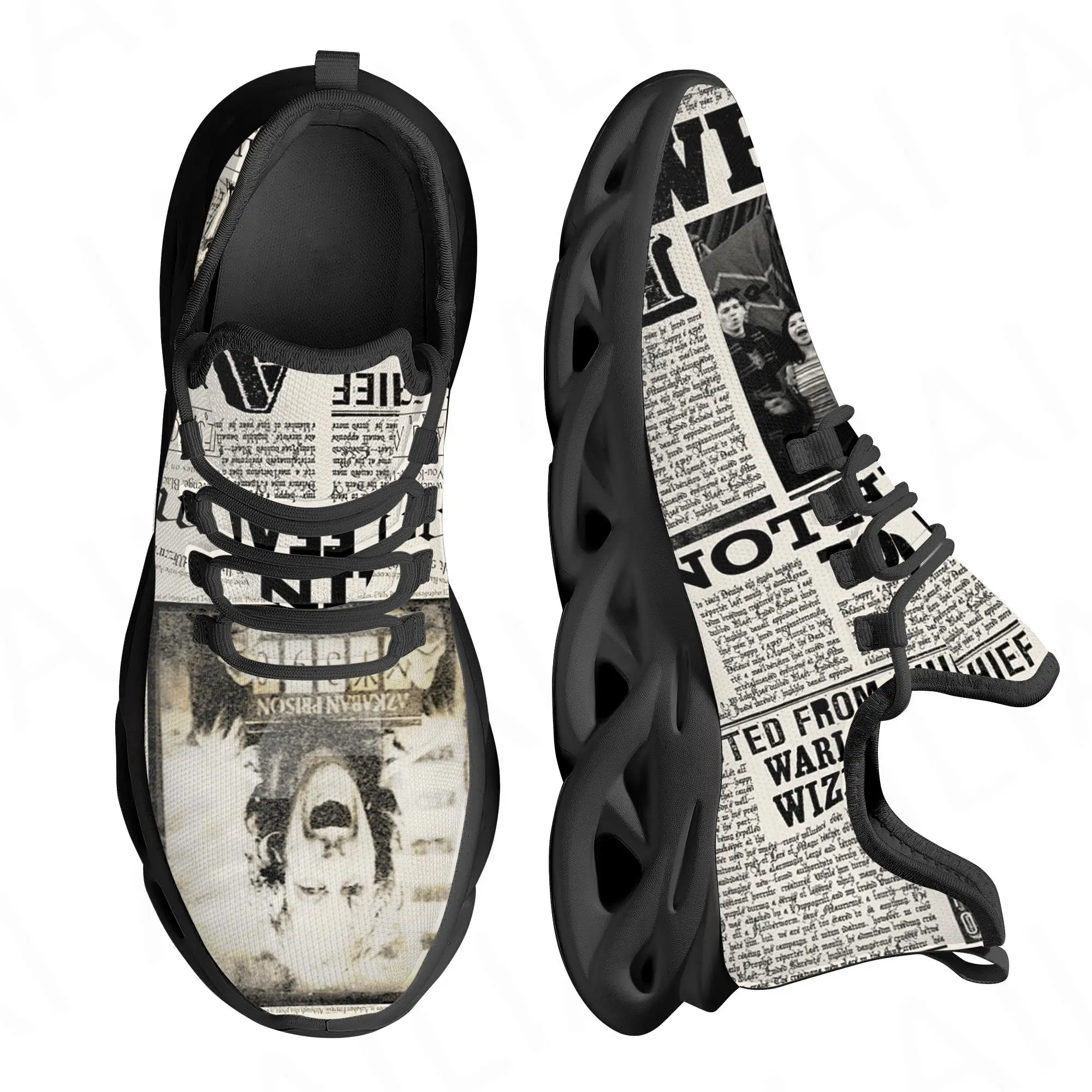 

טרנדי ישן עיתון עיצוב אור ונושם נעלי מאמני חיצוני לנשימה קל משקל ספורט נעלי Zapatos