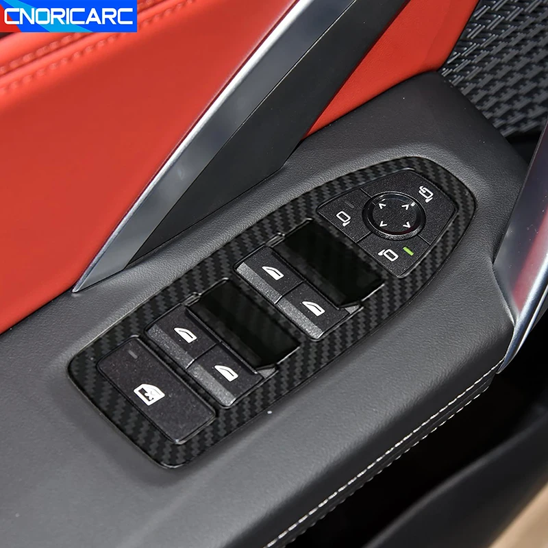 Стайлинг автомобиля, стеклоподъемные пуговицы, украшение рамы для BMW X1 F48 F49 2023, цветной подлокотник двери из углеродного волокна, отделка крышки