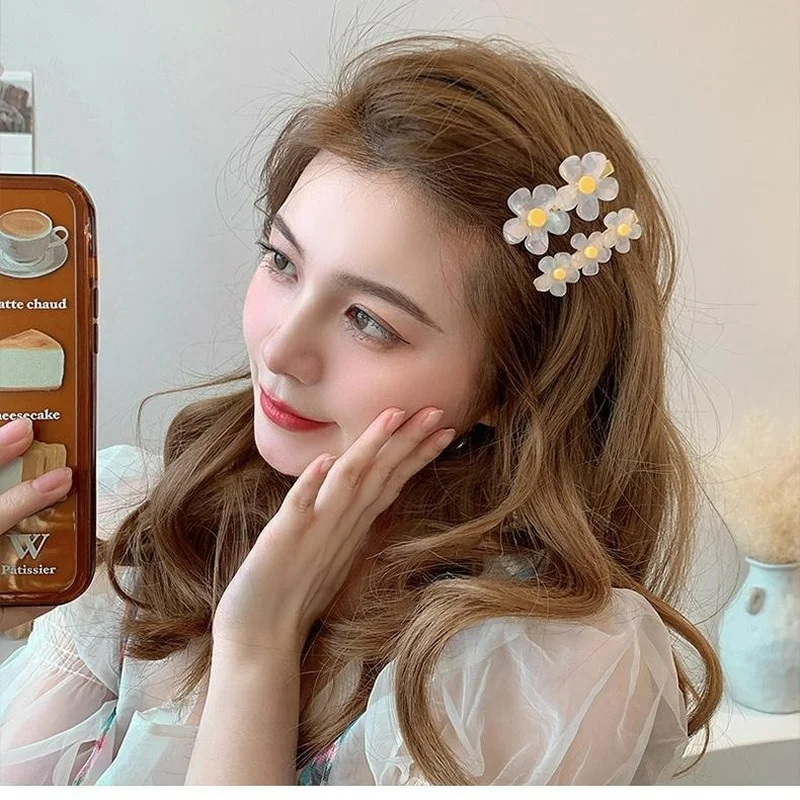 

Цветок фея Утконос зажим милая фотография Корейская версия сломанные челки для волос в Корейском стиле Симпатичная Женская боковая зажима