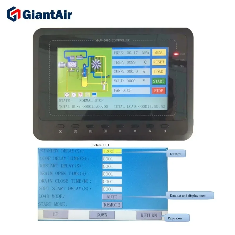 Панель контроллера воздушного компрессора хорошего качества GiantAir MAM6080