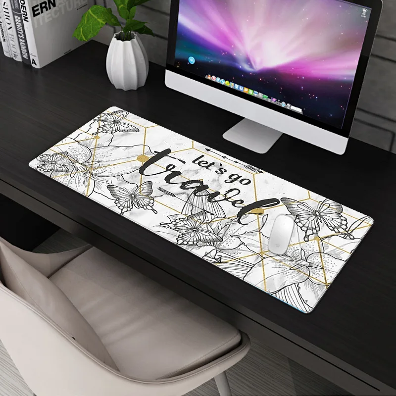 

Marble Kawaii Desk Mats Nordic Style Cute Mouse Pad Large Office Accessories Deskpad for Home Gaming Writing Desk Mat for Gamer