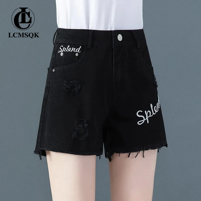 

Black Jeans Pants Woman Summer 2023 Women's Denim Shorts Y2k Korean Fashion Streetwear Clothes High Waist Clothing