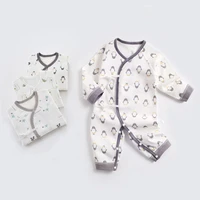 2022 new baby jumpsuit autumn pure cotton newborn baby long sleeved monk clothes pajamas romper spring butterfly clothes