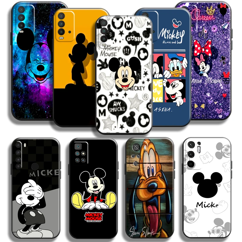 

Cute Mickey Minnie Mouse Phone Case For Xiaomi Redmi Note 9 9T 9S 9 Pro Case For Redmi Note 9 5G Back Black Coque Carcasa