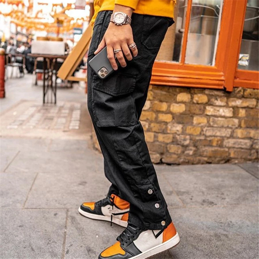 

Men 2021 Street Apparel Cargo Brand Pants Hip Hop Sweatpants Fashion Pants Gyms Casual Jogging Pants Men's Fastener Pants