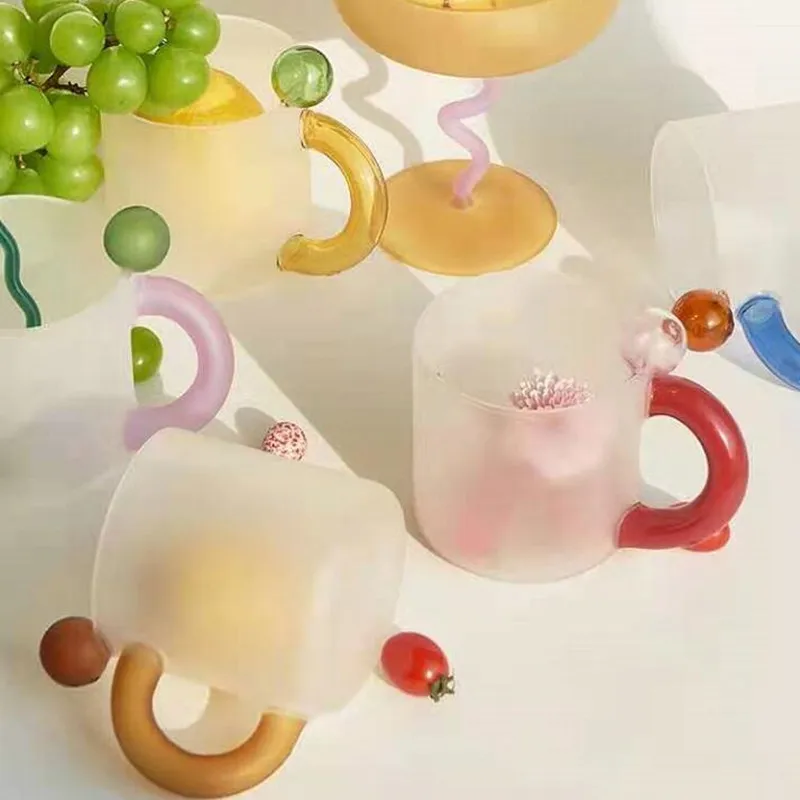 

400ml Love Jelly Beans Goblet Wine Glass Ice Cream Cocktail Dessert Frosted Cup Candy Color Fruit Plate Creative Sprinkle Cup