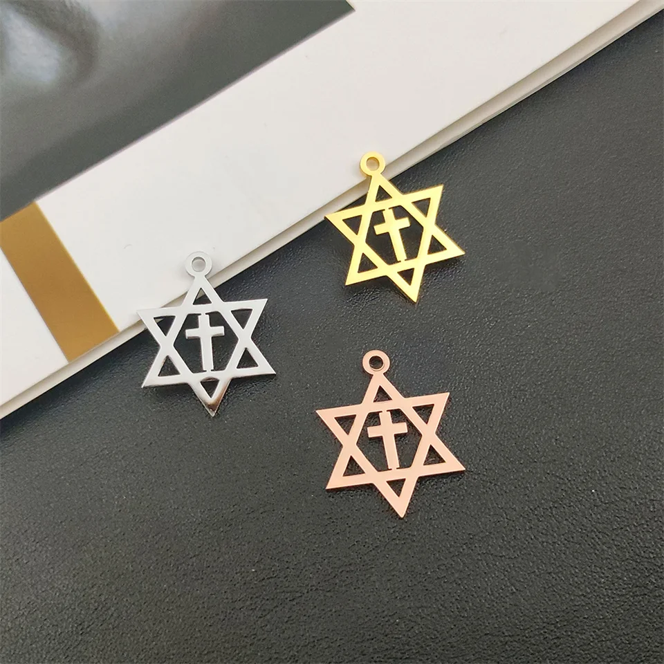 

5pcs/Pack Charms Hexagram 26X20mm Stainless steel Gold Silver Color DIY Handmade Pendants Jewelry Women Necklace Accessories