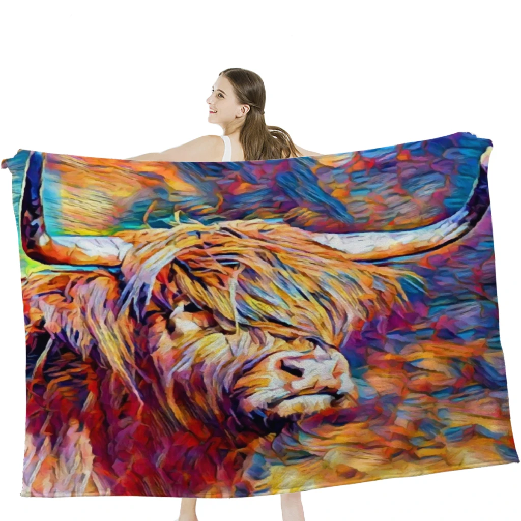 

Highland Cow 6 Throw Blanket Airplane Travel Decoration Soft Warm Bedspread