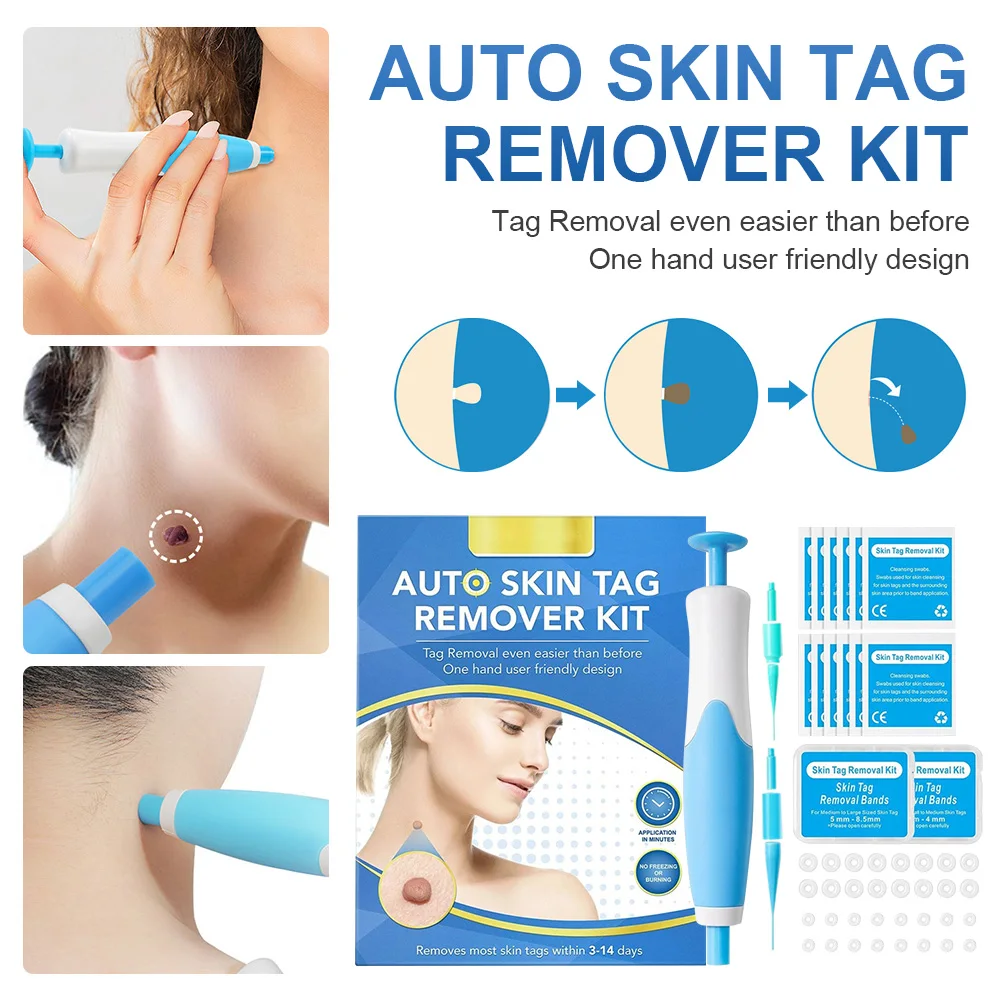 

Face Body Auto Skin Tag Remover Kit for Most 2-8mm Sized Skin Tags Painless Safe Wart Mole Corn Removal Tool Set for Home Use