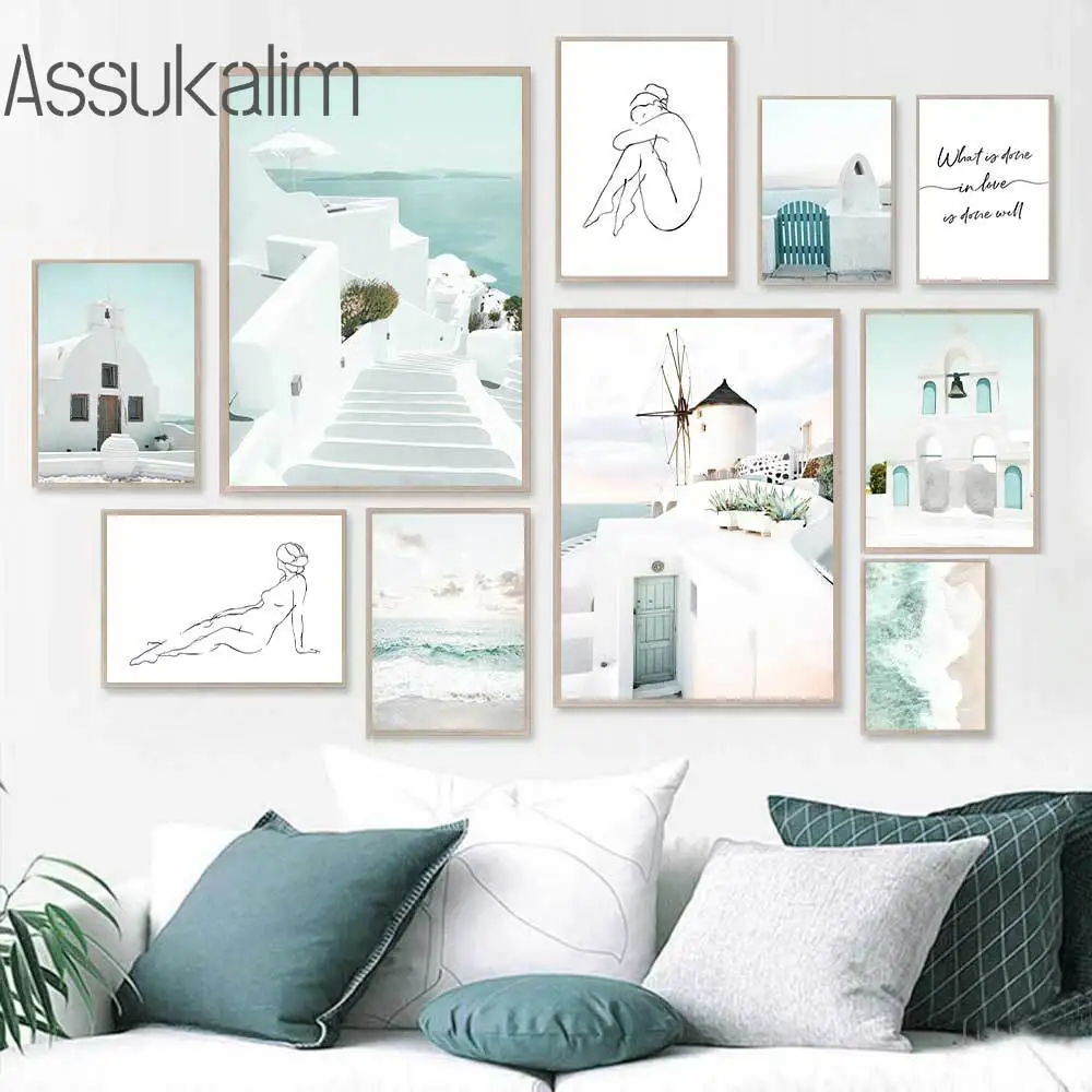 Постеры с изображением Морского Пейзажа на леске для девочек художественный