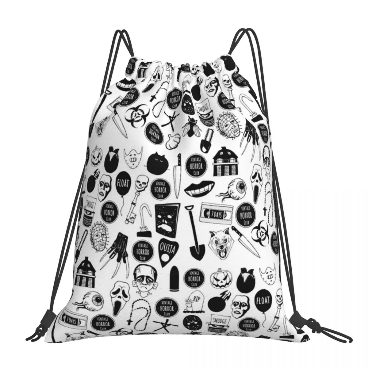

Vintage Horror Club Backpacks Fashion Portable Drawstring Bag Drawstring Bundle Pocket Storage Bag Book Bag For Man Woman School