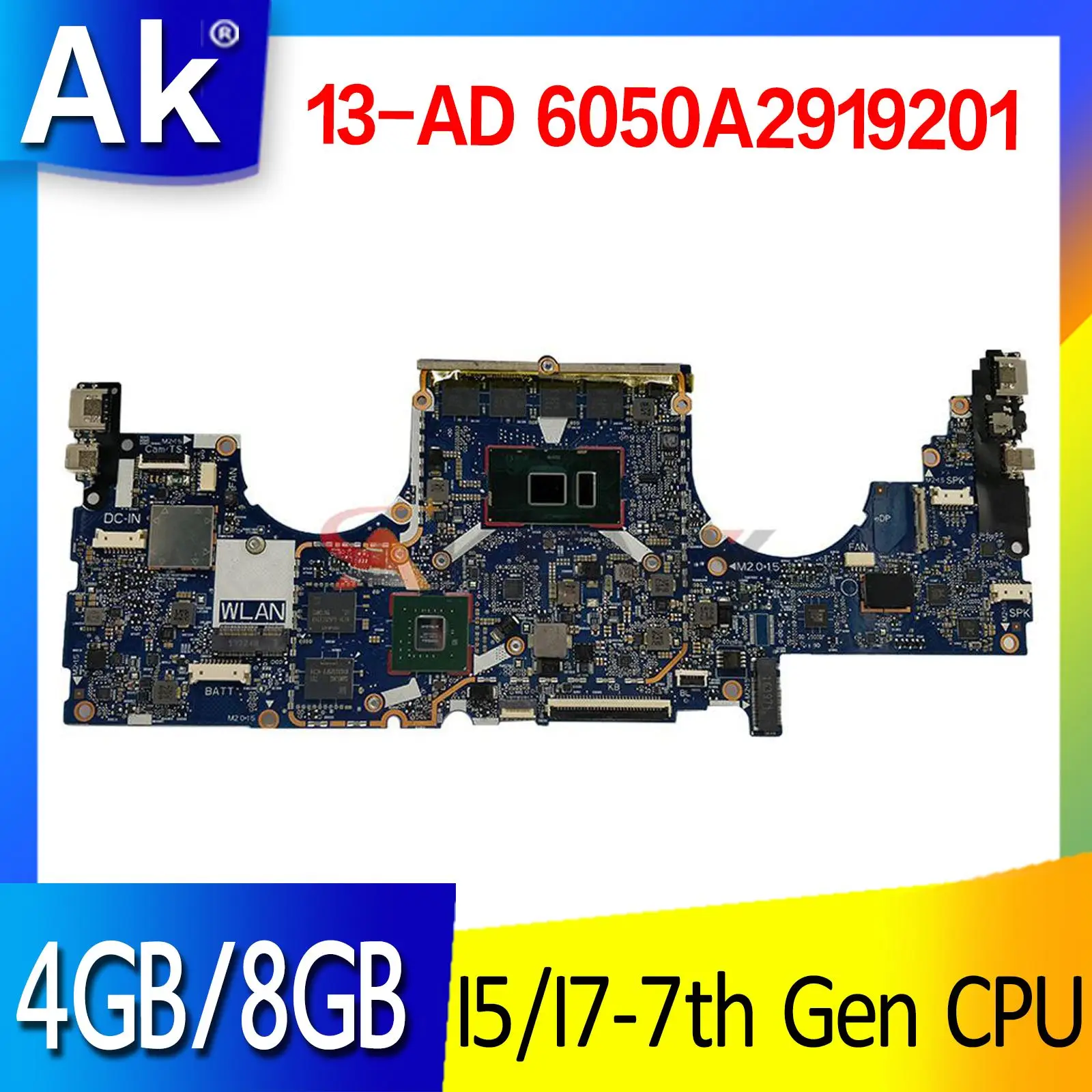 

Материнская плата для ноутбука HP 13-AD 13T-AD 926316-001 926318-601 Вт/I5 I7 7-го поколения 4 ГБ 8 ГБ ОЗУ, материнская плата MX150 GPU 6050A2919201