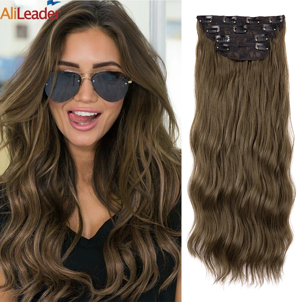 

Synthetic Clip On Hair Extension 4Pcs/Set 20Inch Long Wavy Hairpiece 11Clips In Hair High Temperature Fiber Thick Hairpieces