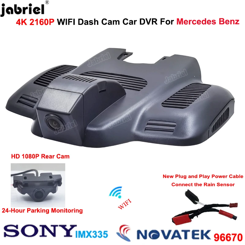 

4K 2160P Wifi Dash Cam Driving Recorder Dual Lens 24H Car Dvr for Mercedes Benz C Class w205 s205 E Class w213 AMG GT 50 53 63