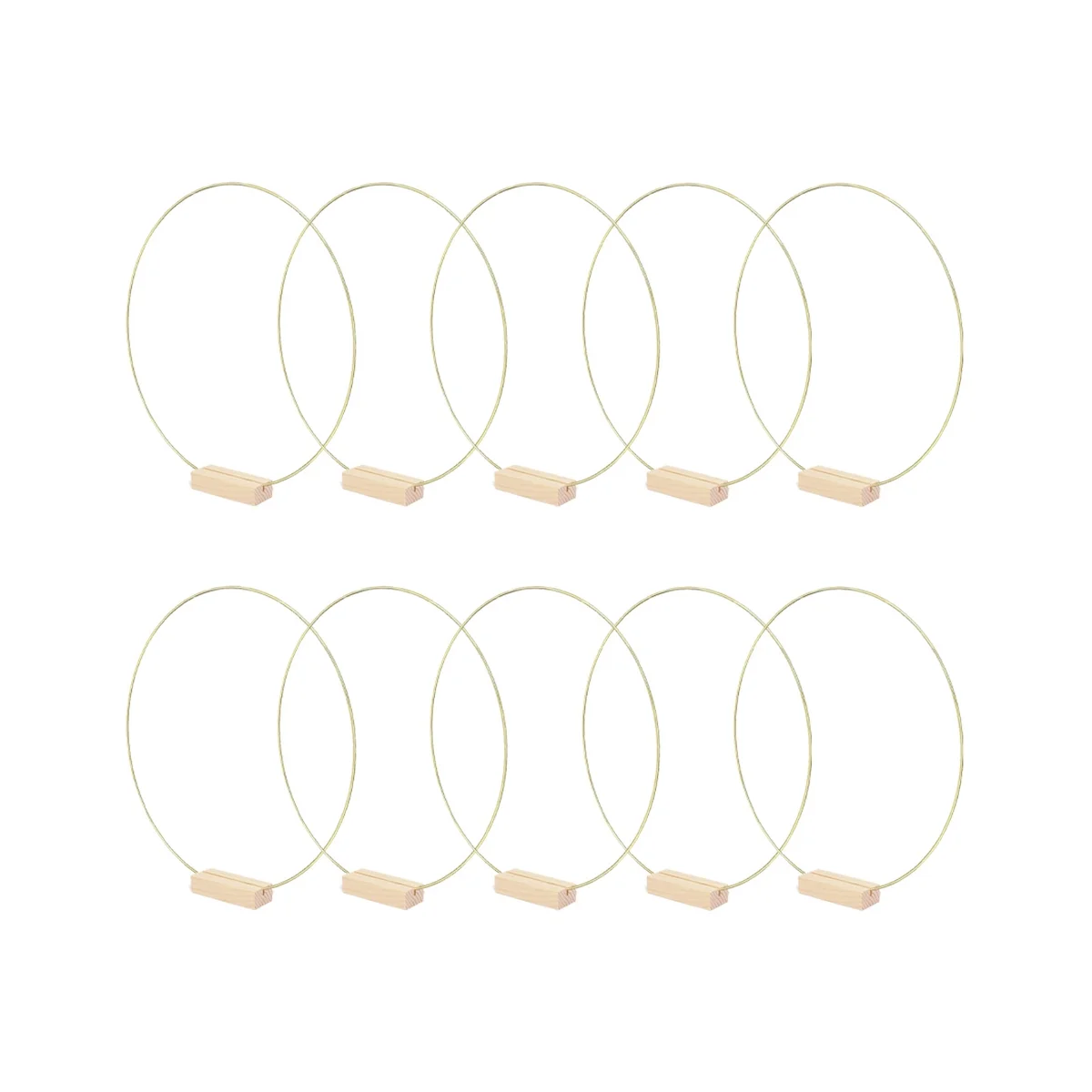 

10 Packs 10 Inch Metal Floral Hoop Centerpiece with 10 Packs Wood Place Card Holders, Gold Hoop Centerpieces for Table