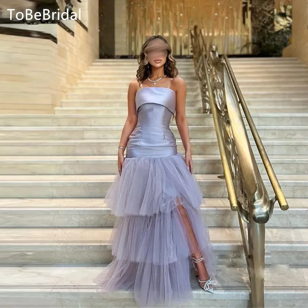 

ToBeBridal Sexy Strapless Evening Gown Corset Layered Tulle Open Back Slim Fit Women's Cocktail Party Dress فساتين للحفلات الرا