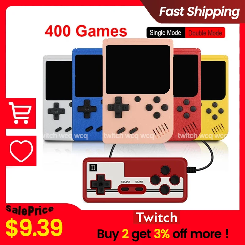 

Twitch Game Console For Kids Retro Portable Mini Handheld Video 8-Bit 3.0 Inch Color LCD Kids Game Player Built-in 400 games