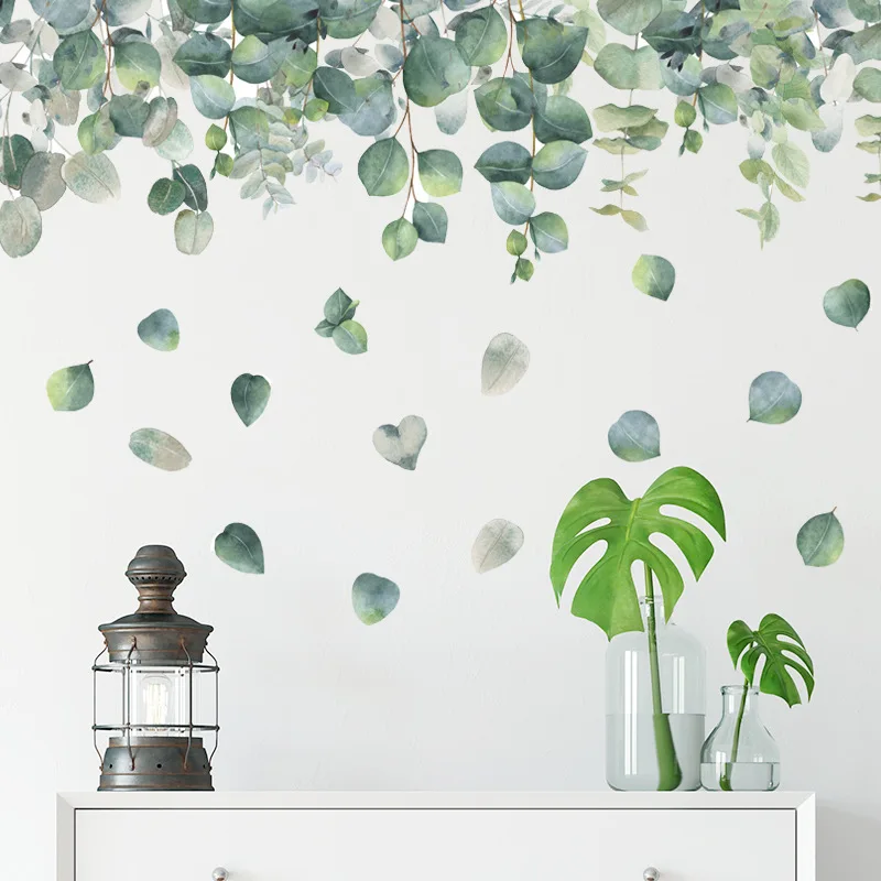 

Green Leaf Wall Stickers for Living Room Bedroom Sofa Background Wall Decor Wall Decals Self-adhesive Wallpapers Home Decoration