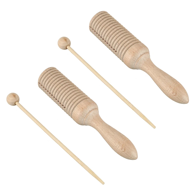

-2X Kid Children Musical Toy Wooden Crow Sounder Percussion Instrument
