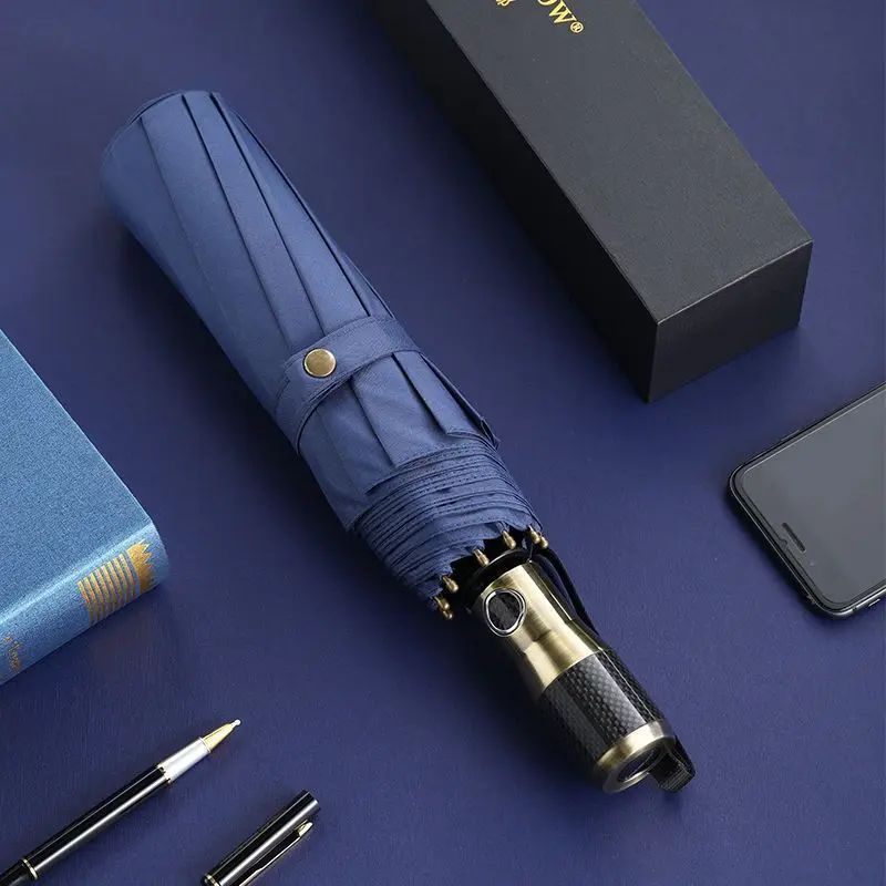 

New Big Automatic Umbrella Carbon Fiber Handle Business Folding Men Umbrellas Windproof Golf Parasol Outdoor Umbrella Rain Sunny