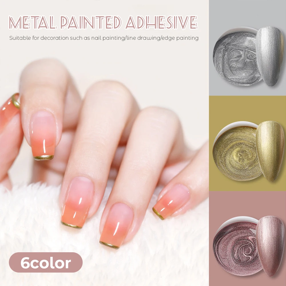 

Metal paint glue Nail Art Gold Silver Rose Gold Mirror Nail Polish Glue Manicure Odorless Painting Pull Wire colorful Nail Gel
