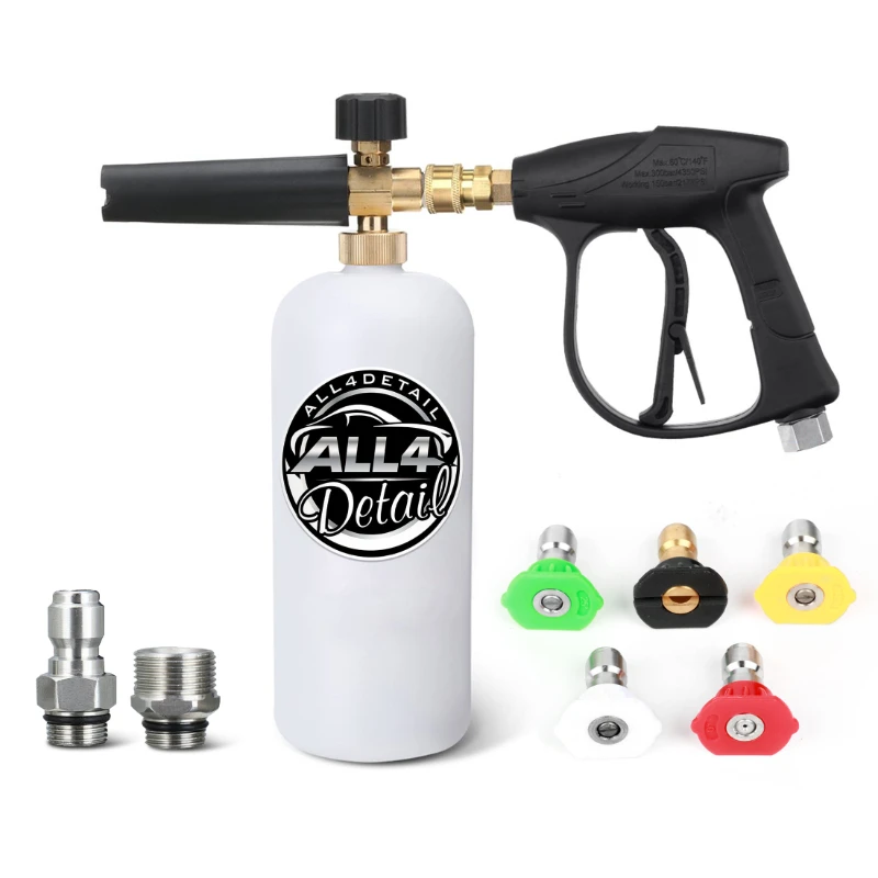 

Pressure Washer Gun Snow Foam Lance Cannon Foam Blaster, with 5 Pcs Pressure Washer Nozzle Tip, 3000 PSI Jet Wash Gun, M22-14 mm