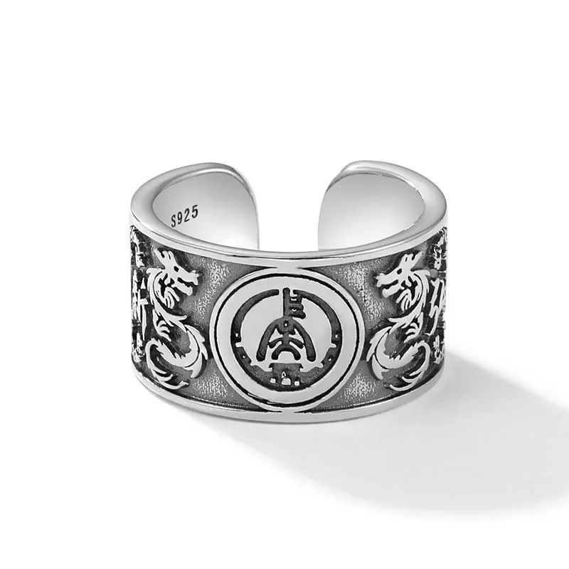 

New Design Retro Dragon Pattern Ring Male Domineering Personality Chinese Style Trend Fashion Jewelry Accessories
