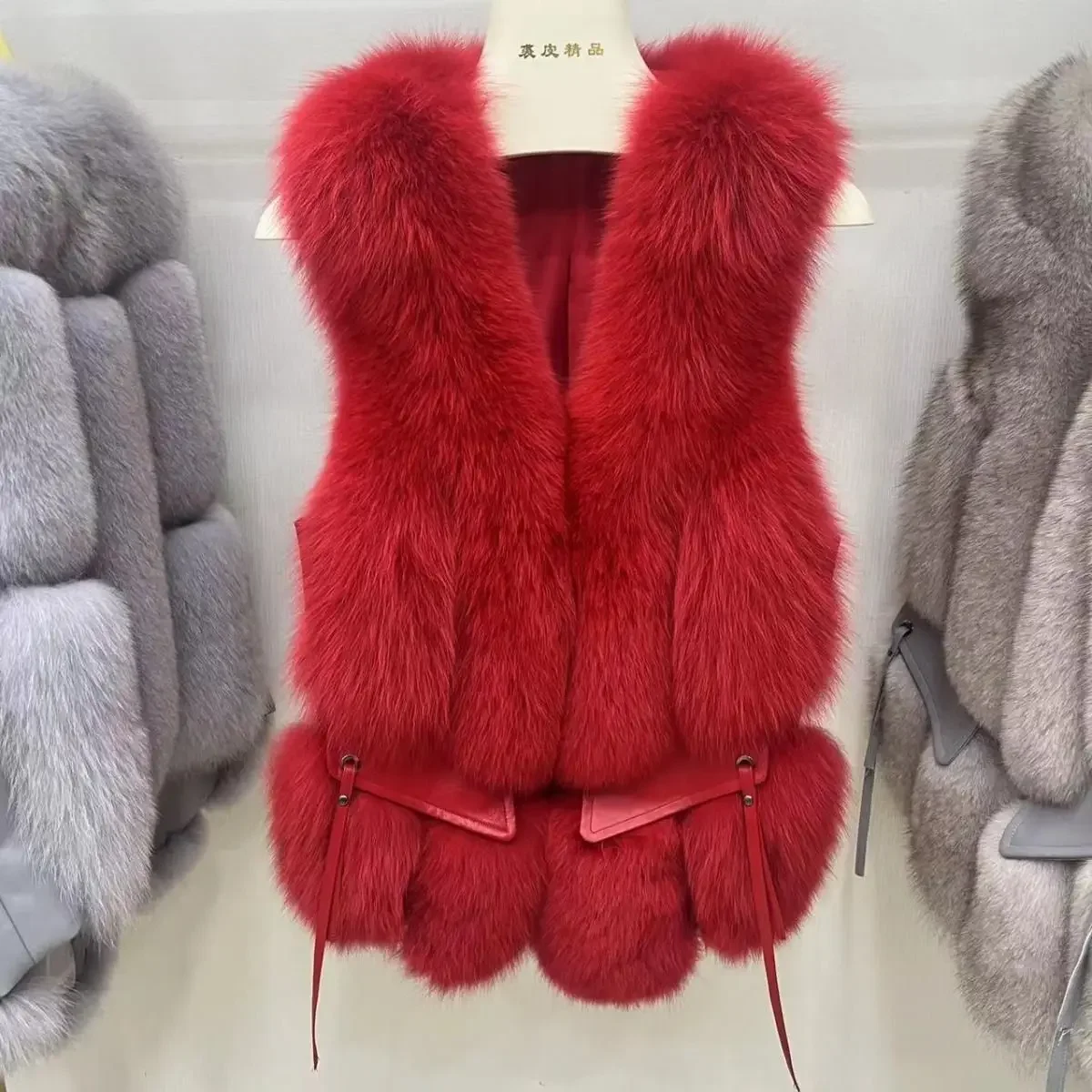 Осень-зима Теплый жилет из 100% натурального лисьего меха Женская куртка без