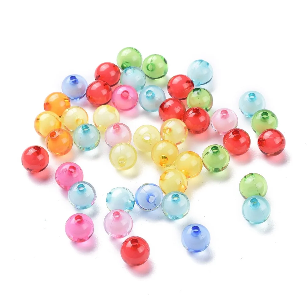 

50pc Transparent Acrylic Beads Bead in Bead Round Mixed Color 10mm Hole: 2mm