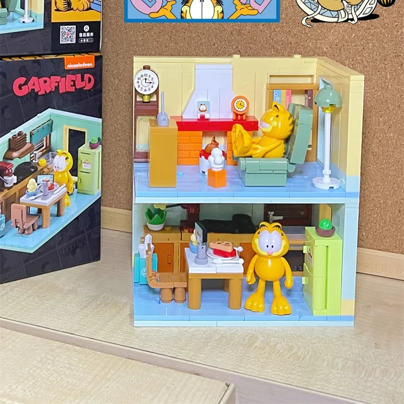 Конструктор SLUBAN Garfield Сборная модель микро-сцена анимационные периферийные