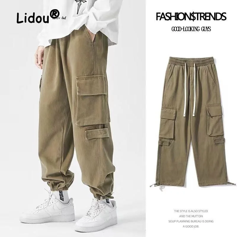 

Streetwear Casual Personality Pocket Men's Cargo Pants New Classic Loose Fashion All-match Youth Tide Male Vintage Trousers 2023