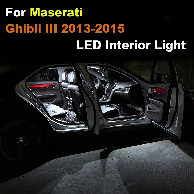 Canbus 13Pcs Interior LED Light For Maserati Ghibli III 2013 - 2015  Vehicle Indoor Dome Map Reading Lamp Error Free Auto Kit