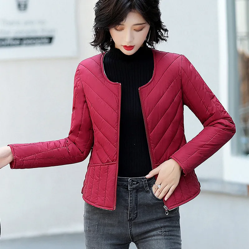 

Женский пуховик из полиэстера, с круглым вырезом и длинным рукавом