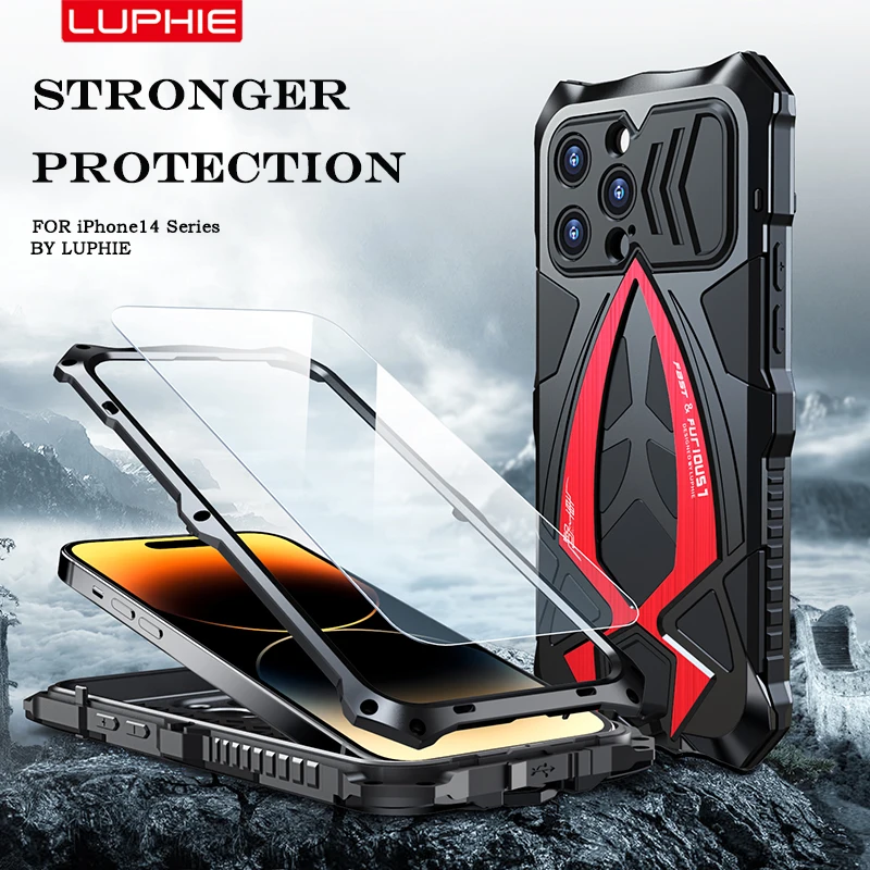 Luphie Metal Full Protect Armor Чехлы для телефонов Iphone 16 15 14 13 Pro XS Max X XR 8 7 SE Противоударный