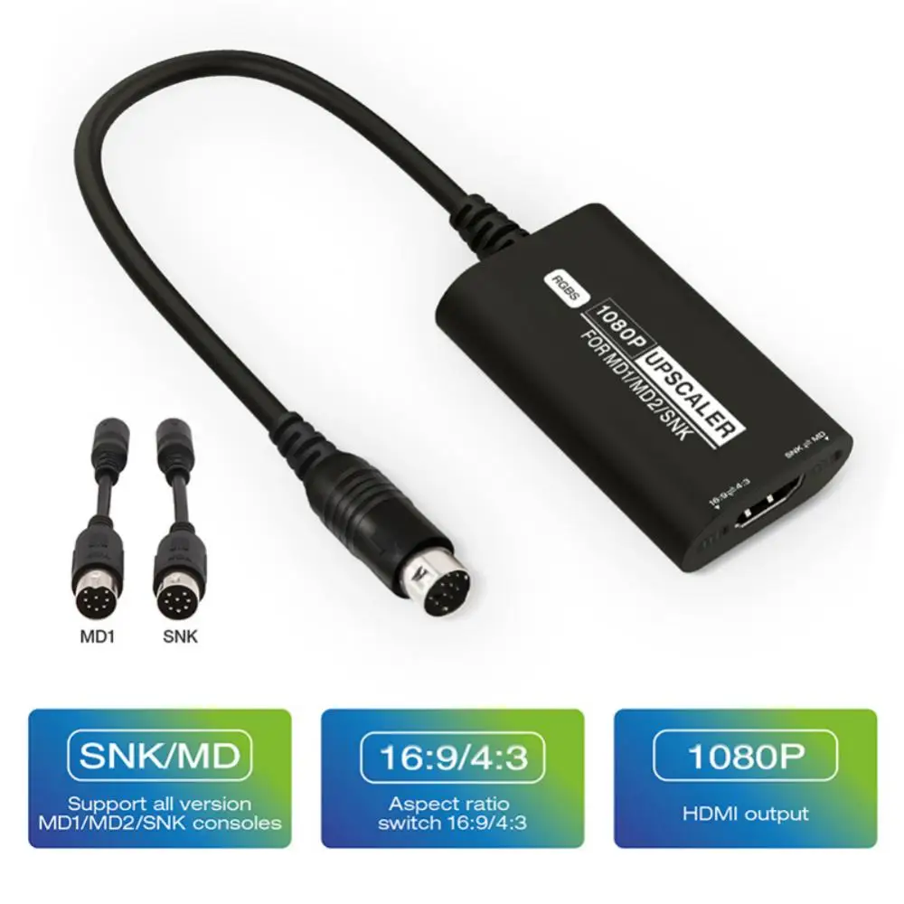 

Video Converter Rgbs Frequency Riser Multi-function Plug And Play For Sega 1080p Hd HDMI-compatible Converter Adapter