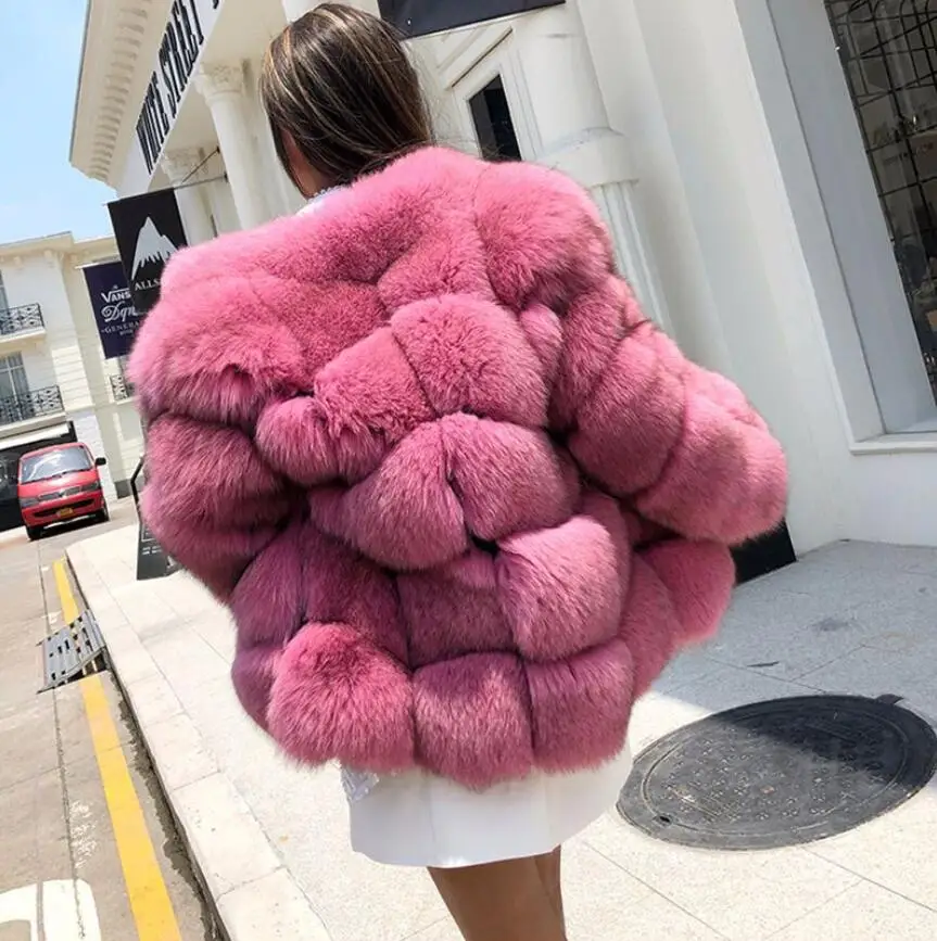 2021 New Splicing Luxury Thicken Fox Fur Overcoat Plus Size Jackets XS-4XL Winter Warm Faux Fur Coat Women  White Long Sleeve