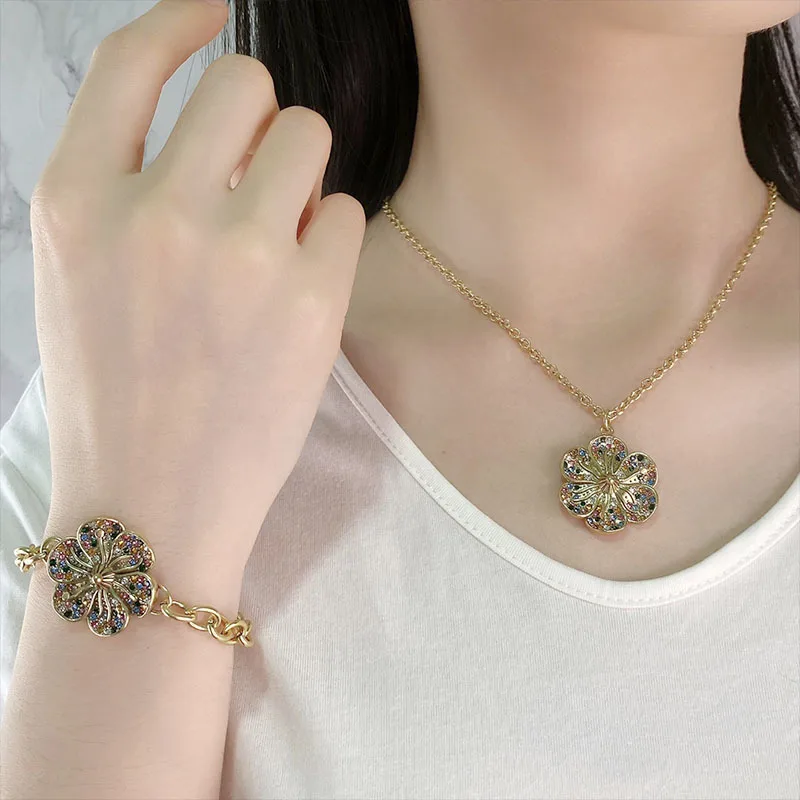 

Designer Statement Metal Bracelet Bangle Gold Chain Link Bracelet Pulseras Women Necklace Earring Accessories Jewelry Sets